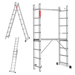 Aluminiumleitergerüst 2x8 mit Arbeitsplattform HOME