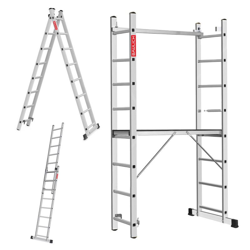 Aluminiumleitergerüst 2x8 mit Arbeitsplattform HOME
