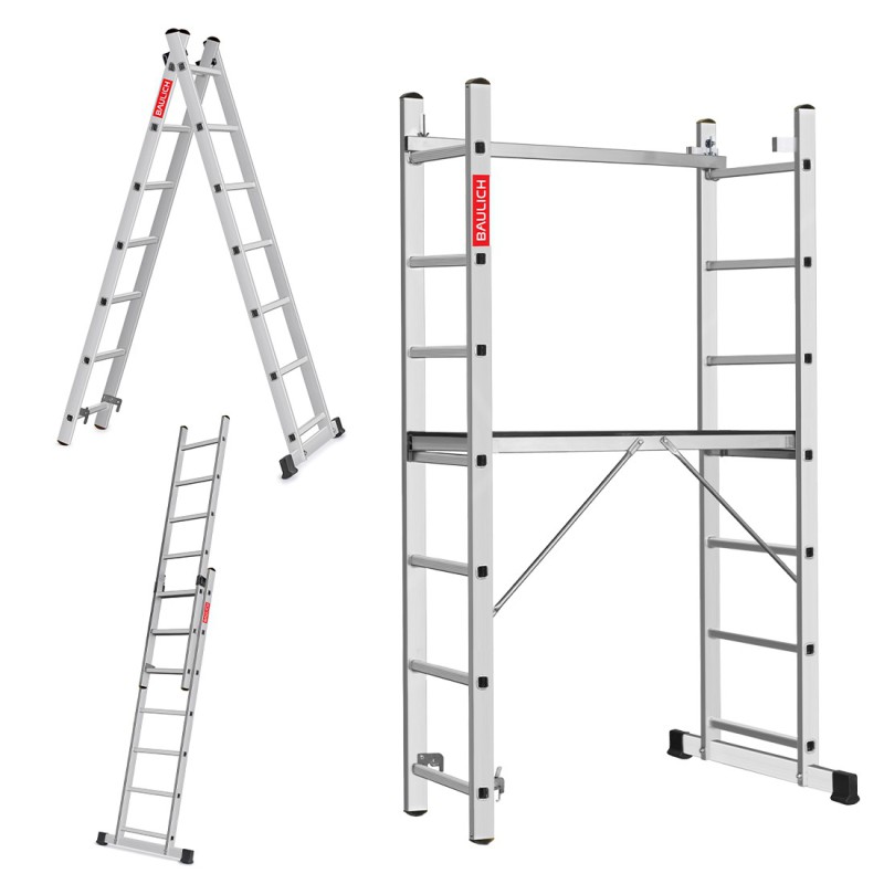 Aluminiumleitergerüst 2x7 mit Arbeitsplattform HOME