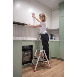 Haushaltsleiter aus Aluminium, beidseitig, 3 Stufen 125 kg