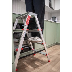 Haushaltsleiter aus Aluminium, beidseitig, 4 Stufen 125 kg