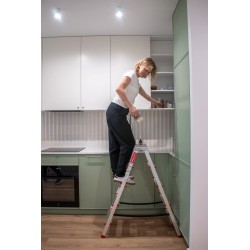 Haushaltsleiter aus Aluminium, beidseitig, 5 Stufen 125 kg