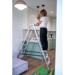 Haushaltsleiter aus Aluminium, beidseitig, 8 Stufen 125 kg