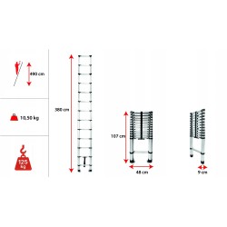 Teleskopleiter aus Aluminium 13 Stufen HOME