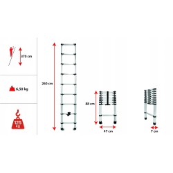 Teleskopleiter aus Aluminium 9 Stufen HOME