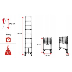 Teleskopleiter aus Stahl 9 Stufen 2,6 m