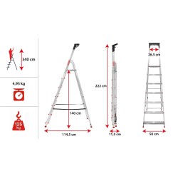 Haushaltsleiter aus Aluminium 7 Stufen 125 kg