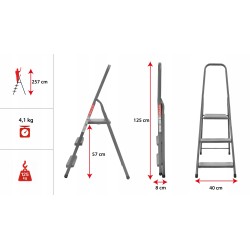 Stahlleiter 3 Stufen 125 Kg HOME