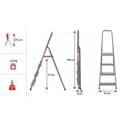 Stahlleiter 4 Stufen 125 Kg HOME