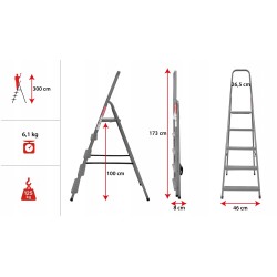 Stahlleiter 5 Stufen 125 Kg HOME