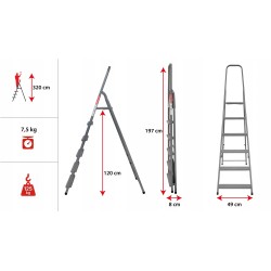 Stahlleiter 6 Stufen 125 Kg HOME