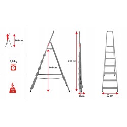 Stahlleiter 7 Stufen 125 Kg HOME