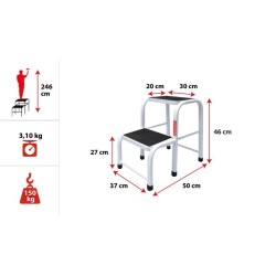 Stahlhocker bis 150kg – Tritthocker mit 2 Stufen HOME