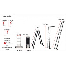Multifunktions-Gelenkleiter 4x3 Sprossen, klappbar