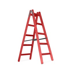 Holzleiter 5 Sprossen 150 kg Malerleiter rot