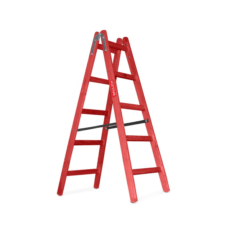Holzleiter 5 Sprossen 150 kg Malerleiter rot