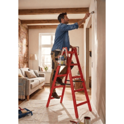 Holzleiter 5 Sprossen 150 kg Malerleiter rot