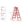 Holzleiter 5 Sprossen 150 kg Malerleiter rot