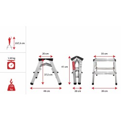 Aluminium-Haushaltsleiter beidseitig begehbar 2 Stufen bis 120 kg