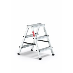 Aluminium-Haushaltsleiter beidseitig begehbar 3 Stufen bis 120 kg