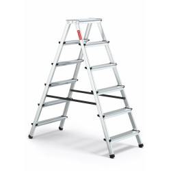 Aluminium-Haushaltsleiter beidseitig begehbar 6 Stufen bis 120 kg