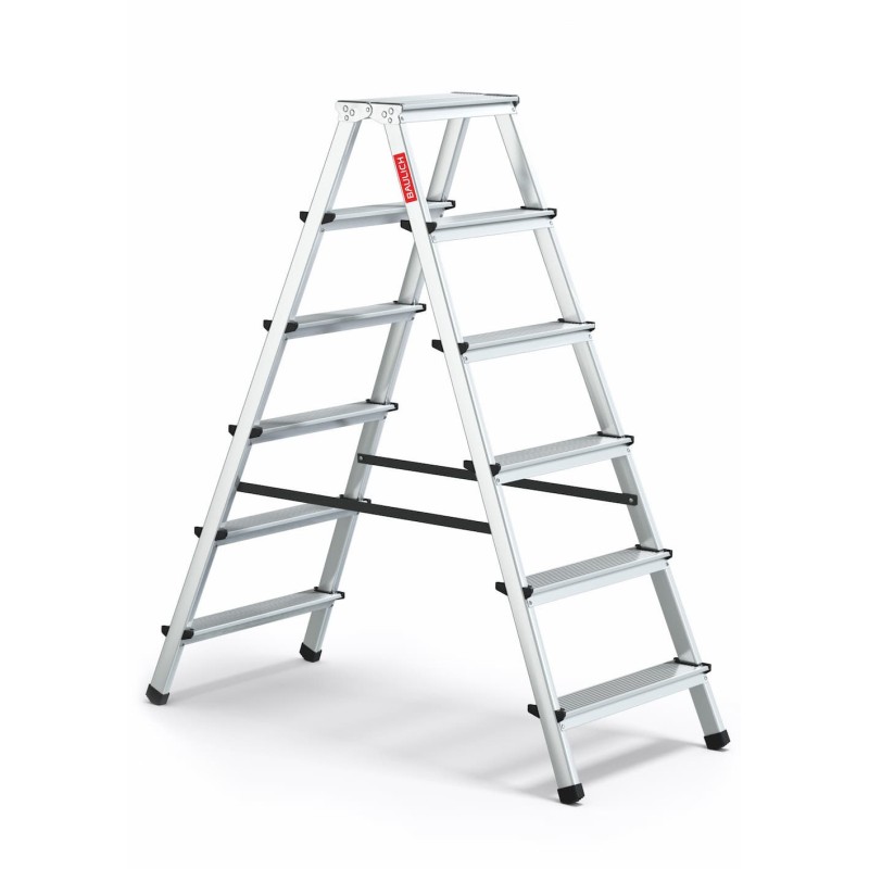 Aluminium-Haushaltsleiter beidseitig begehbar 6 Stufen bis 120 kg