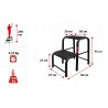 Stahlhocker bis 150 kg – Tritthocker mit 2 Stufen HOME in Schwarz