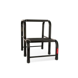 Stahlhocker bis 150 kg – Tritthocker mit 2 Stufen HOME in Schwarz