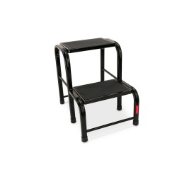 Stahlhocker bis 150 kg – Tritthocker mit 2 Stufen HOME in Schwarz