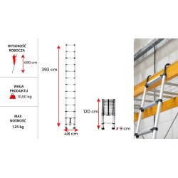 Aluminium-Teleskopleiter 13 Stufen mit Haken HOME