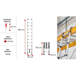 Aluminium-Teleskopleiter 11 Stufen mit Haken HOME