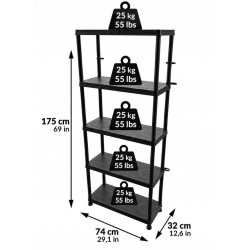 Kunststoffregal 175x74x32 cm 5 Böden 125 kg | Baulich