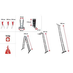 Aluminium-Stahl-Mehrzweckleiter HOME– 4x4 Sprossen