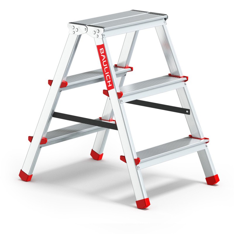 Haushaltsleiter aus Aluminium, beidseitig, 3 Stufen 125 kg