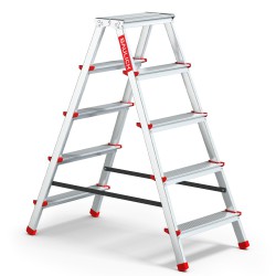 Haushaltsleiter aus Aluminium, beidseitig, 5 Stufen 125 kg