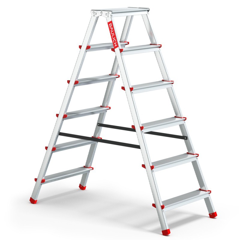Haushaltsleiter aus Aluminium, beidseitig 6 Stufen 125 kg