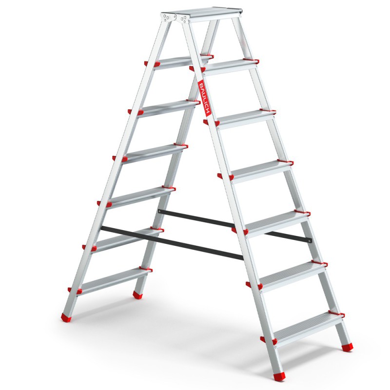 Haushaltsleiter aus Aluminium beidseitig 7 Stufen 125 kg