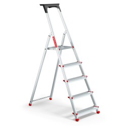 Haushaltsleiter aus Aluminium mit Ablage 5 Stufen