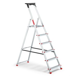 Haushaltsleiter aus Aluminium mit Ablage 6 Stufen