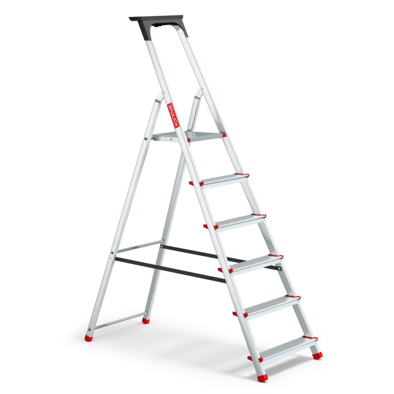 Haushaltsleiter aus Aluminium mit Ablage 6 Stufen