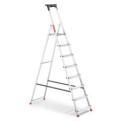 Alu-Haushaltsleiter 8 Stufen mit Ablage