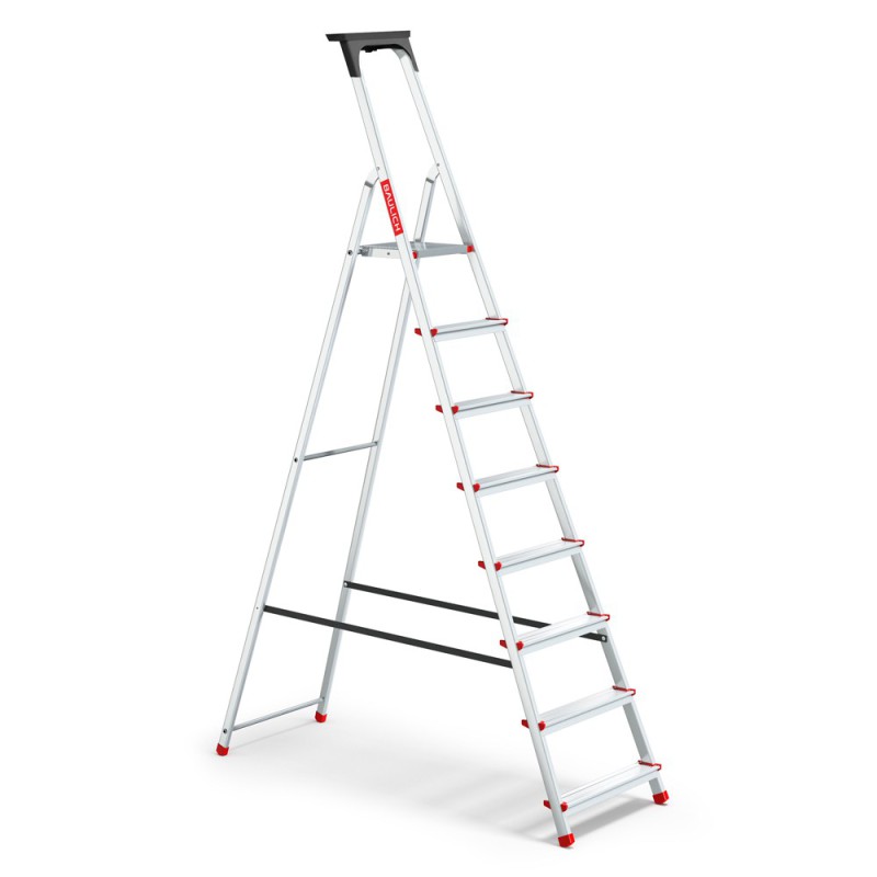 Alu-Haushaltsleiter 8 Stufen mit Ablage