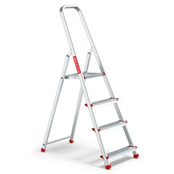 Haushaltsleiter aus Aluminium einseitig begehbar 4 Stufen 125 kg
