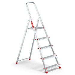 Haushaltsleiter aus Aluminium einseitig begehbar 5 Stufen 125 kg
