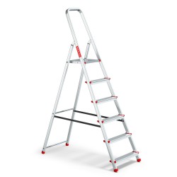 Haushaltsleiter aus Aluminium, einseitig, 6 Stufen 125 kg