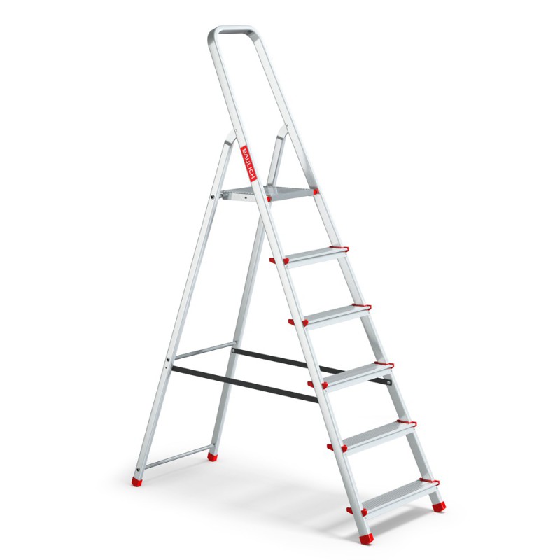 Haushaltsleiter aus Aluminium, einseitig, 6 Stufen 125 kg