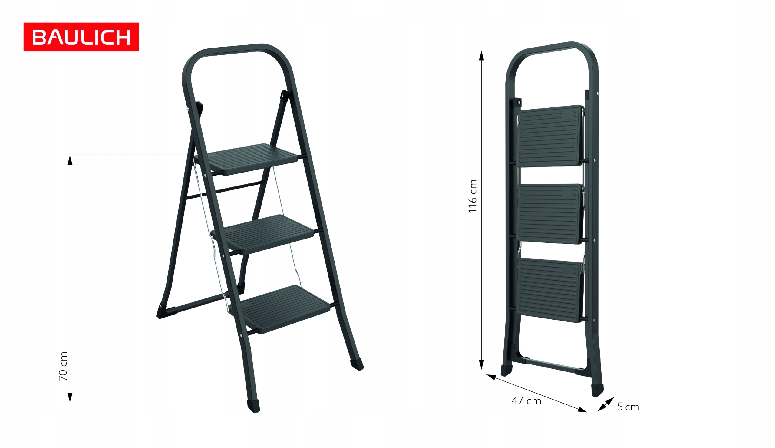 Abmessungen der Leiter 3 Stufen