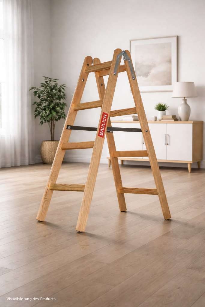 Holzleiter 2x4 Sprossen im praktischen Einsatz im Haus