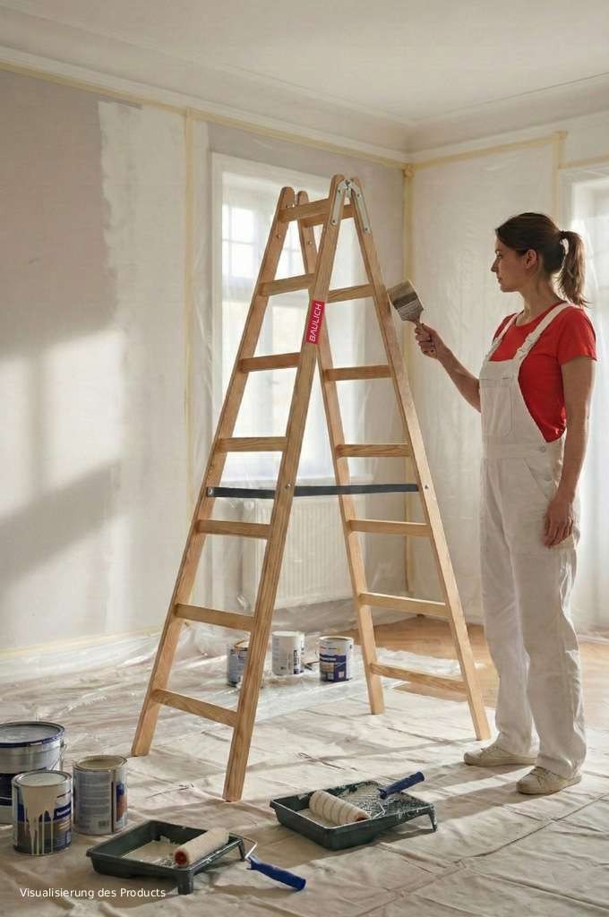 Holzleiter 2x7 Sprossen als praktische Leiter für Haus und Garten