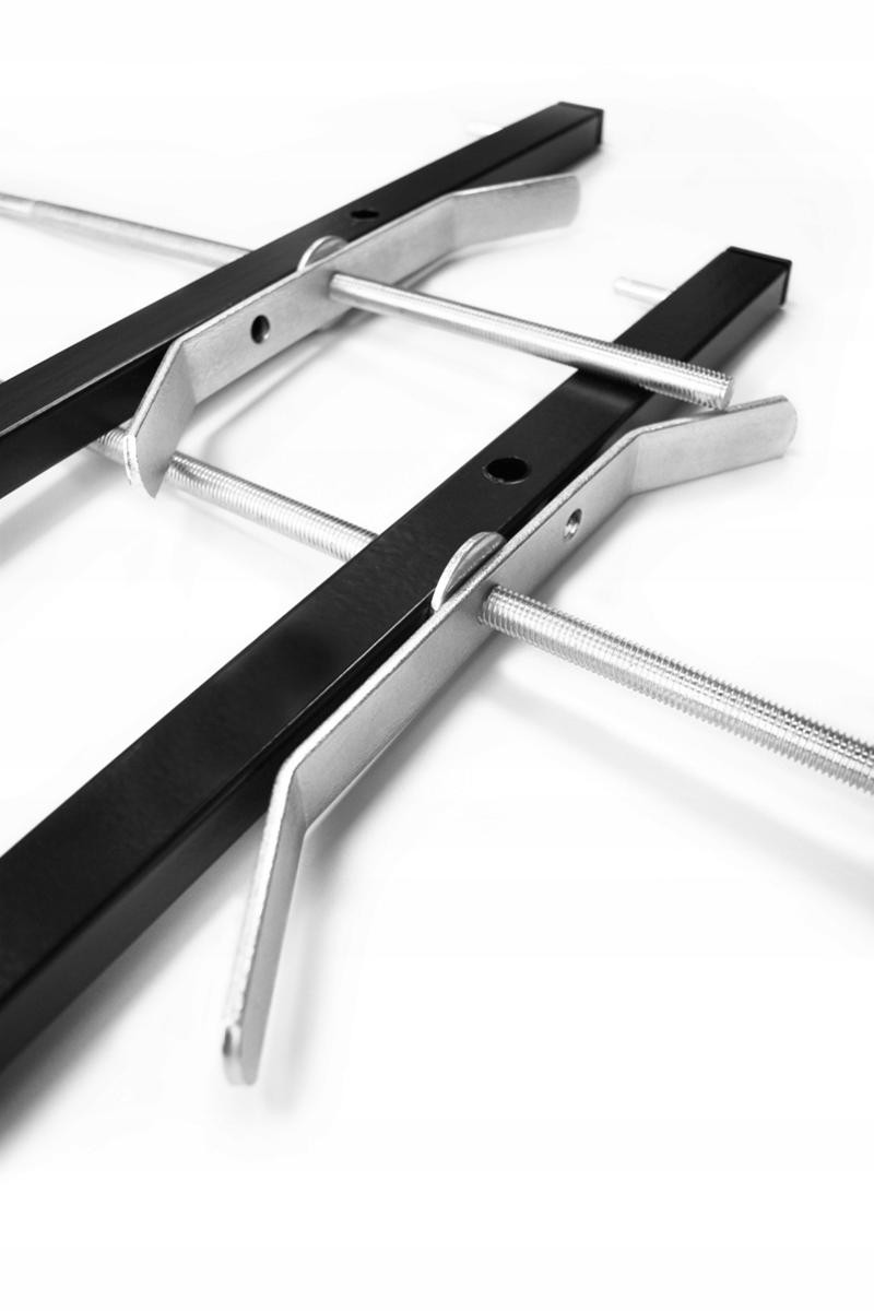 Detailansicht des Leiterhalters für Dachträger aus Stahl und Aluminium